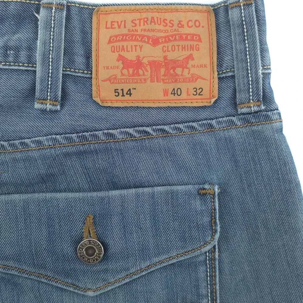 Levi's‎ Mens Jeans 514 Slim Straight 40x32 Blue Flap Pocket Denim